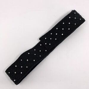 Vtg Beaded Rhinestone SM Sash Belt Seed Bead Silk Formal Magid 80s 90s Fancy